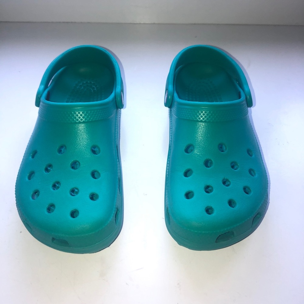 teal crocs